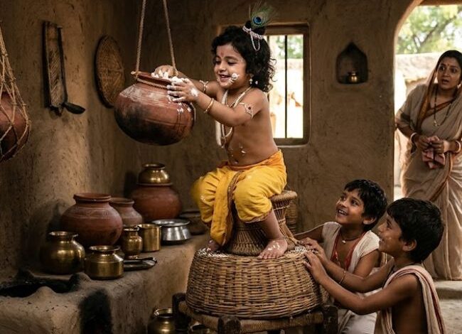 बाल कृष्ण की 4 प्रमुख लीलाएं: रस्सी छोटी पड़ने की रोचक कथा बाल कृष्ण की 4 प्रमुख लीलाएं: रस्सी छोटी पड़ने की रोचक कथा